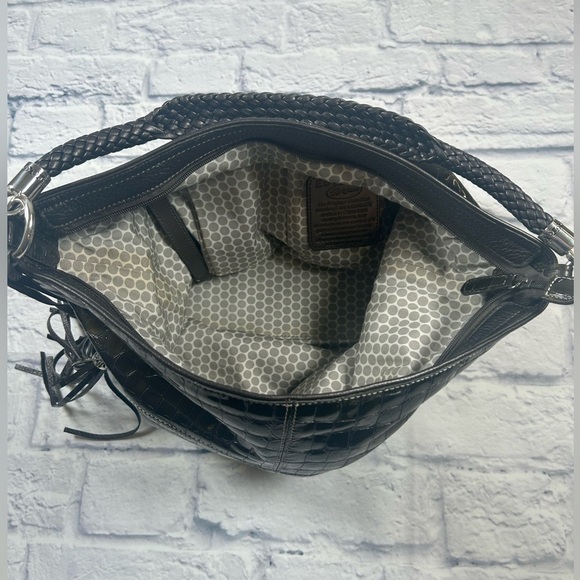 Brighton Dark Green Crocodile Embossed Hobo Bag. - Picture 6 of 10